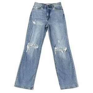 Cello Jeans Women’s 9 Light Wash Distressed Knee Straight Leg Denim